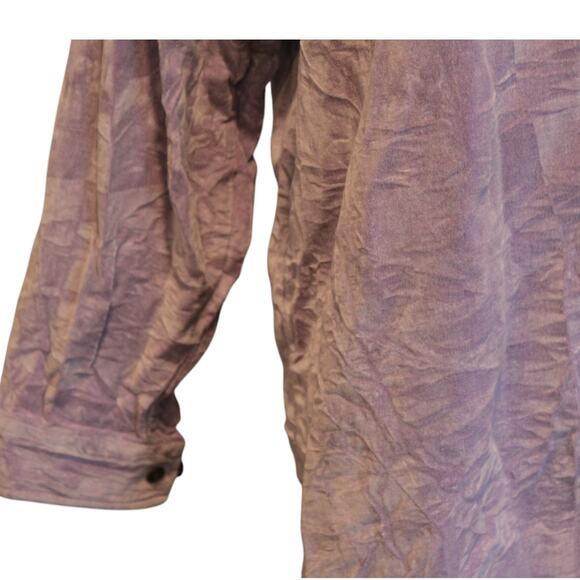 Vintage 90s Bill Blass Purple Crushed Velvet Oversize Button Down Shirt Size 1X - Picture 9 of 15